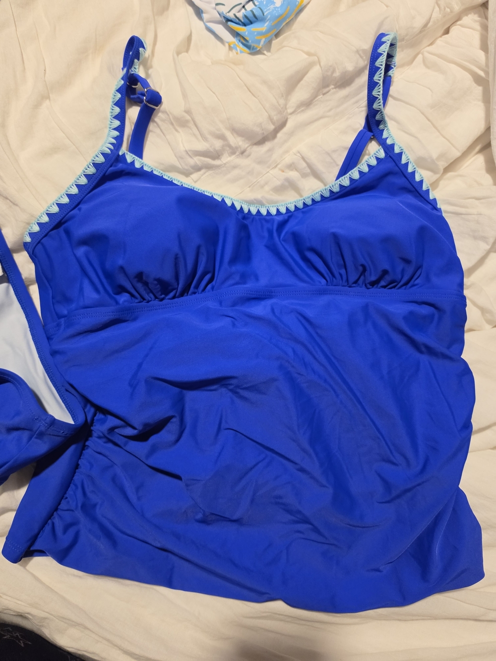 Cupshe Royal Blue Tankini Top with Light Aqua Trim